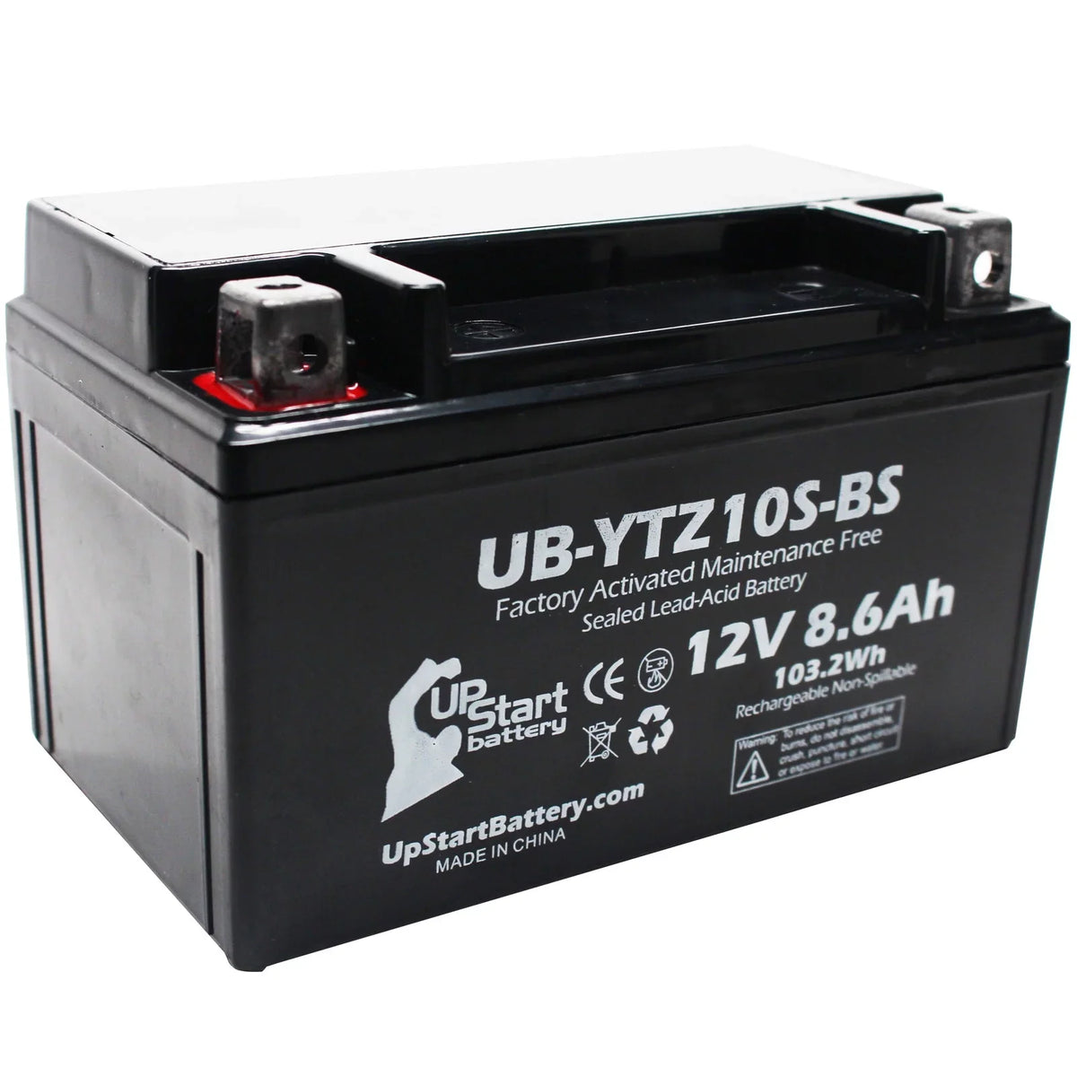 5-Pack UpStart Battery Replacement for 2011 Yamaha FZ8 800CC Factory Activated, Maintenance Free, Motorcycle Battery - 12V, 8.6Ah, UB-YTZ10S-BS