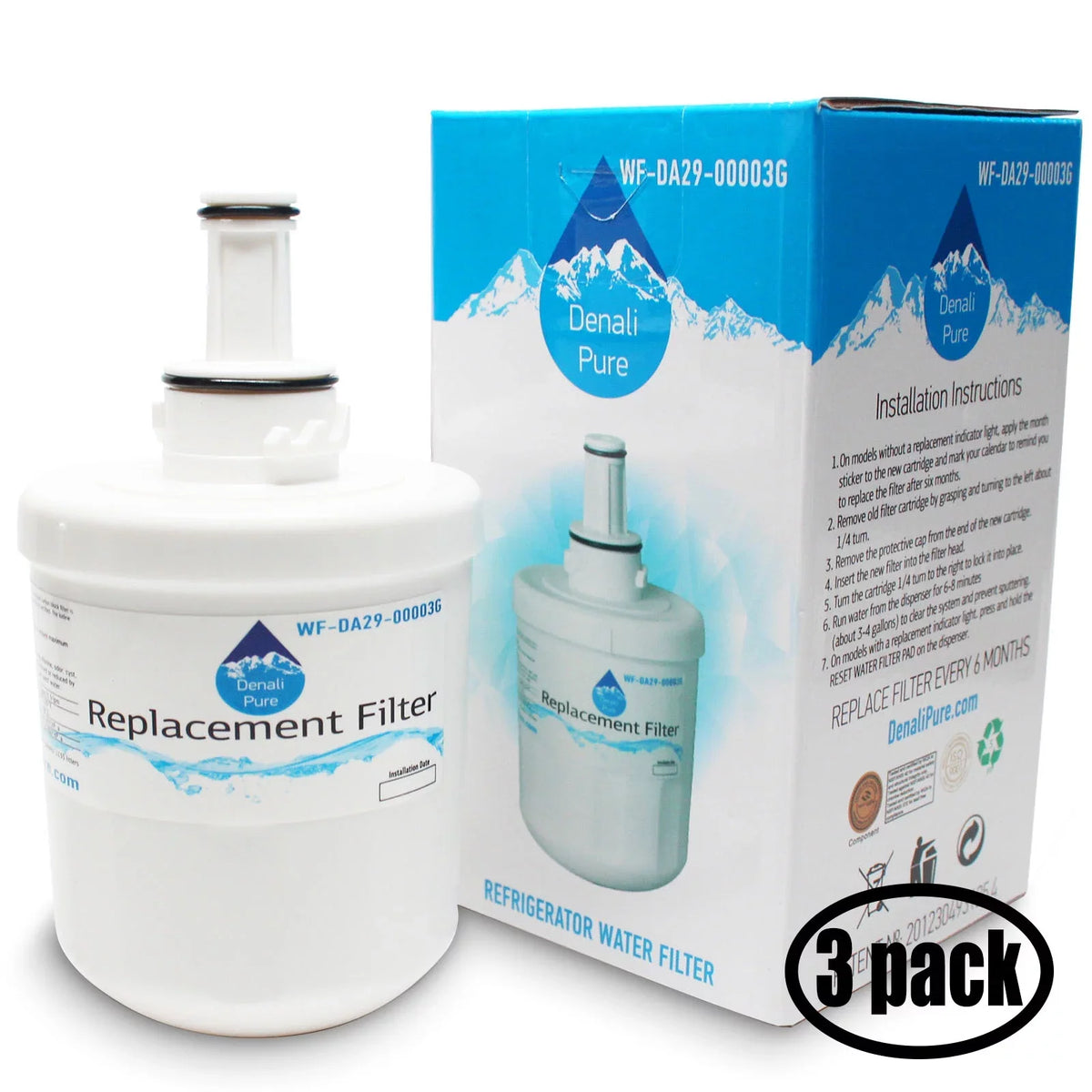 3-Pack Compatible with Samsung HAFIN2/EXP Refrigerator Water Filter - Compatible with Samsung HAFIN2/EXP Fridge Water Filter Cartridge