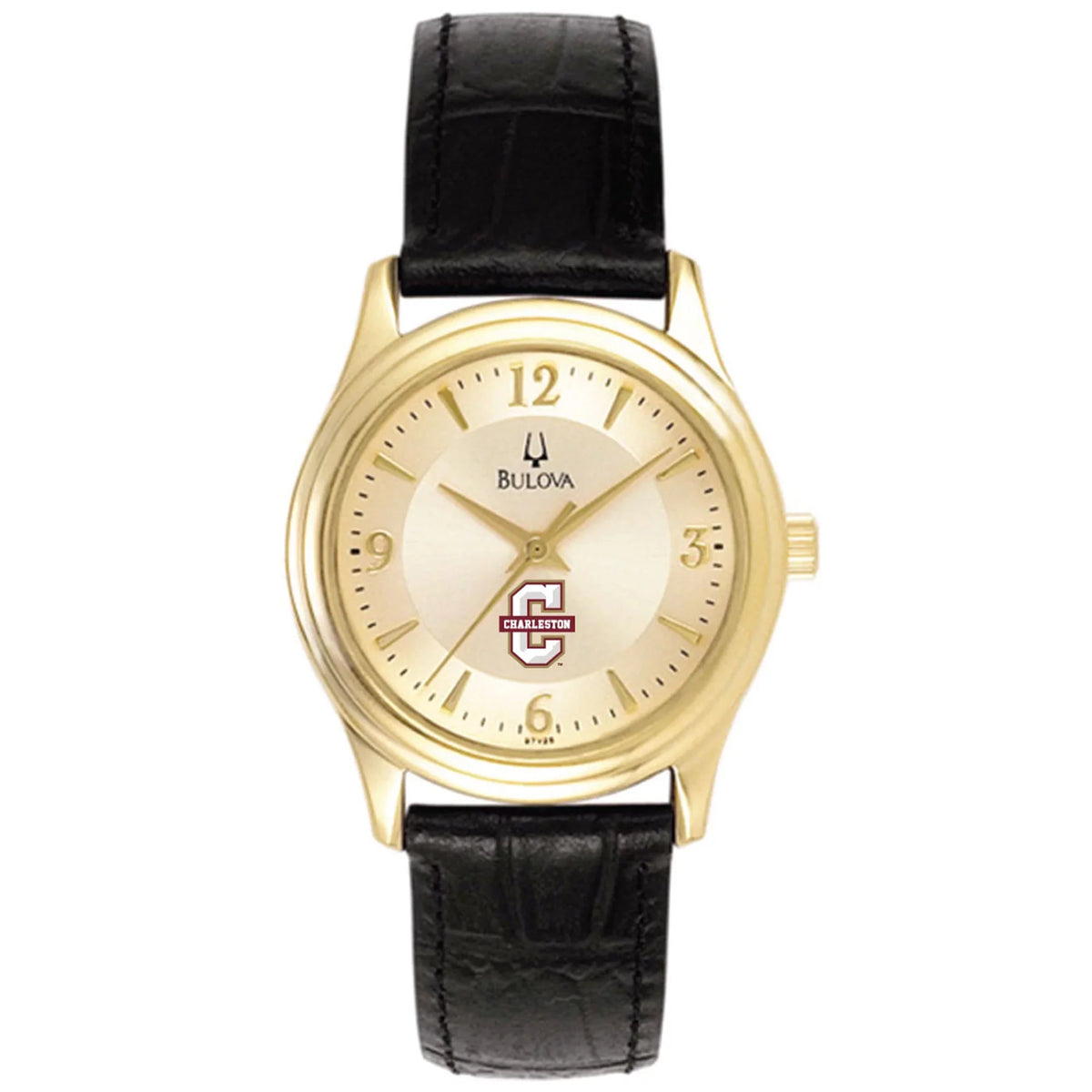 Women's Bulova Gold/Black Charleston Cougars Stainless Steel Watch with Leather Band