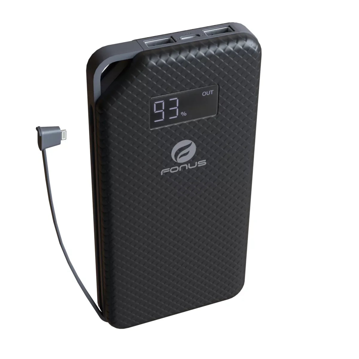 Charger 10000mAh Power Bank w Type-C Retractable USB Cable O1D for Acer Liquid Jade Primo - Alcatel PulseMix, Idol 5S 5 4S - Blackberry Key2, Motion, KEYone - BLU G9 Pro, Vivo 5 - BOLD N1