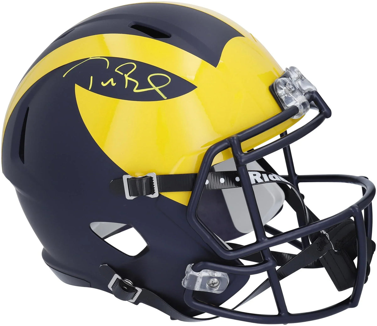 Tom Brady Michigan Wolverines Autographed HP Replica Helmet (Signed in Yellow Paint) - Fanatics Authentic Certified