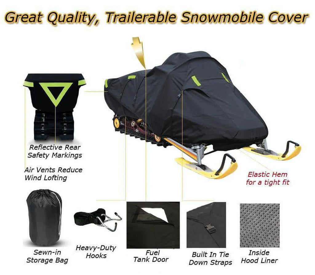 Snow Cover Compatible for Yamaha snowmobile model VMAX 600 MOUNTAIN MAX, Trailerable 600 Denier Snow Machine Sled Gear