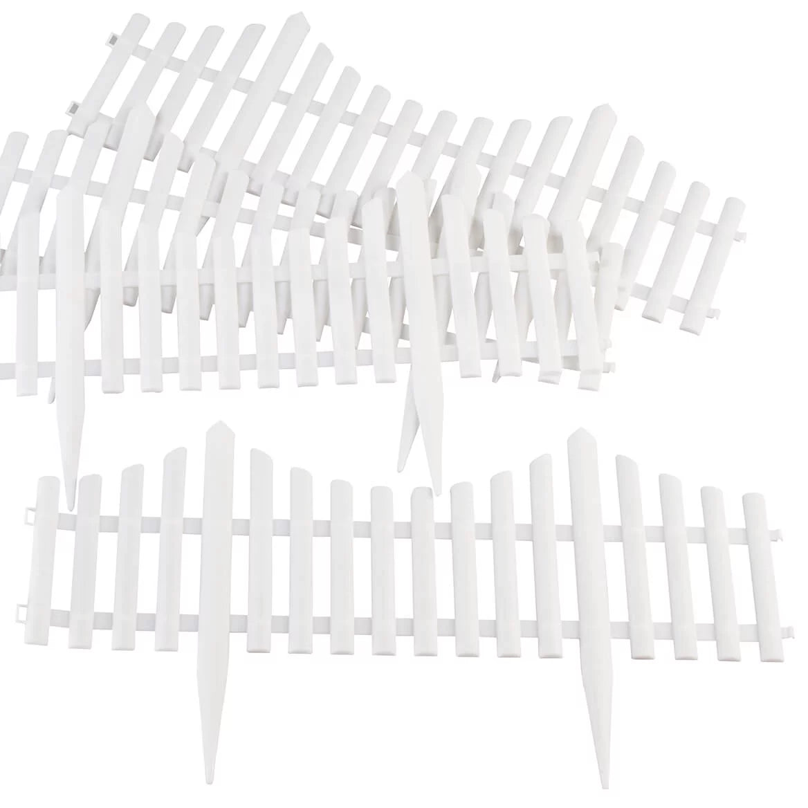 Flexible Fence Edging - Decorative Pickets (6"-13" High), Interlocking Design for Circle, Corner, or Straight Fences - 8' Border (8 Pieces, 24" Each)