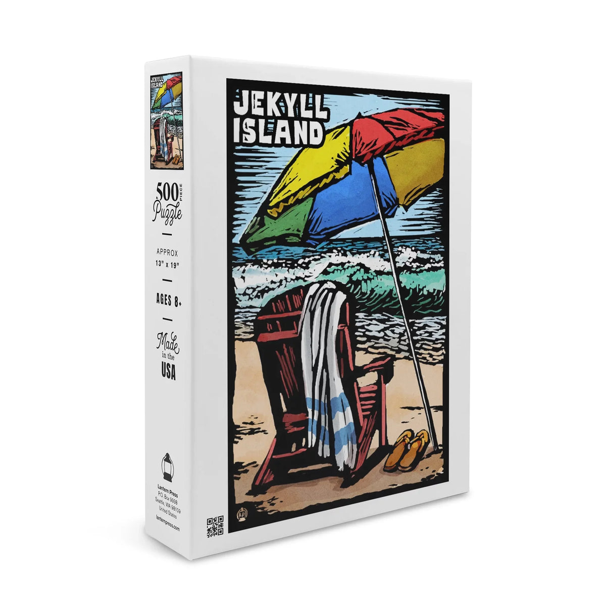 Jekyll Island, Georgia, Beach Chair, Scratchboard (19x27 inches, Premium 500 Piece Jigsaw Puzzle for Adults and Family, Made in USA)