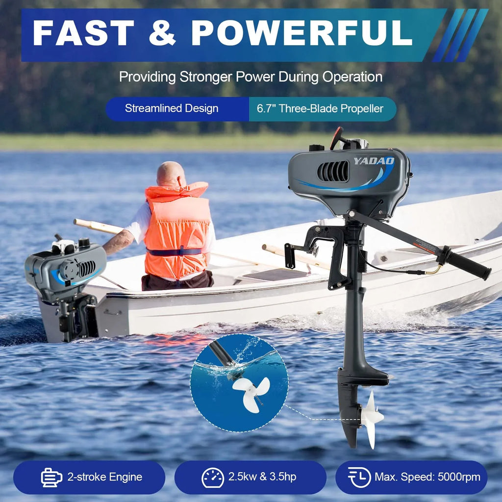 WUZSTAR 2 Stroke 3.5HP Outboard Motor Fishing Boat Engine W/CDI Water Cooling System