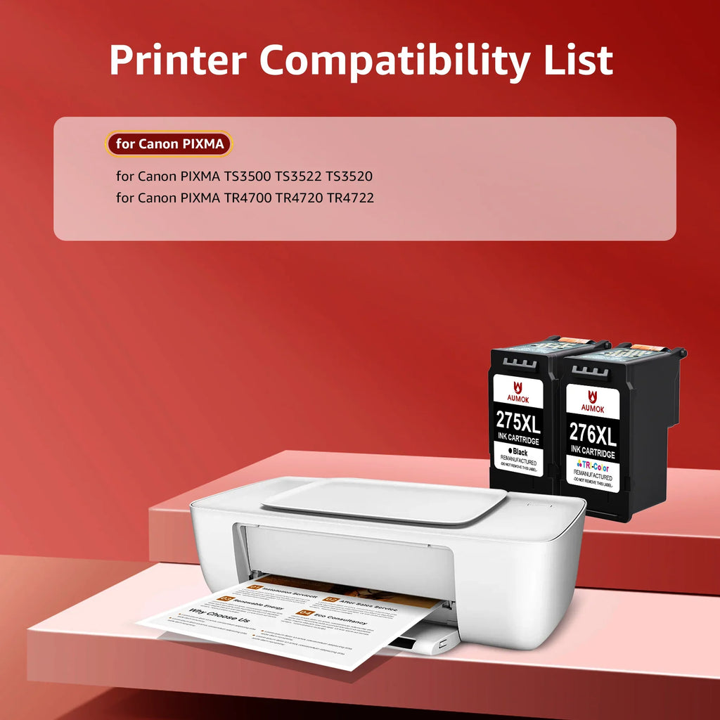 275XL 276XL Ink Cartridge Replacement for Canon PG-275 CL-276 275 276 Combo XL Compatible with Canon PIXMA TS3520 TS3522 TS3500 TR4720 TR4722 TR4700 Printer(1 Black, 1 Color)