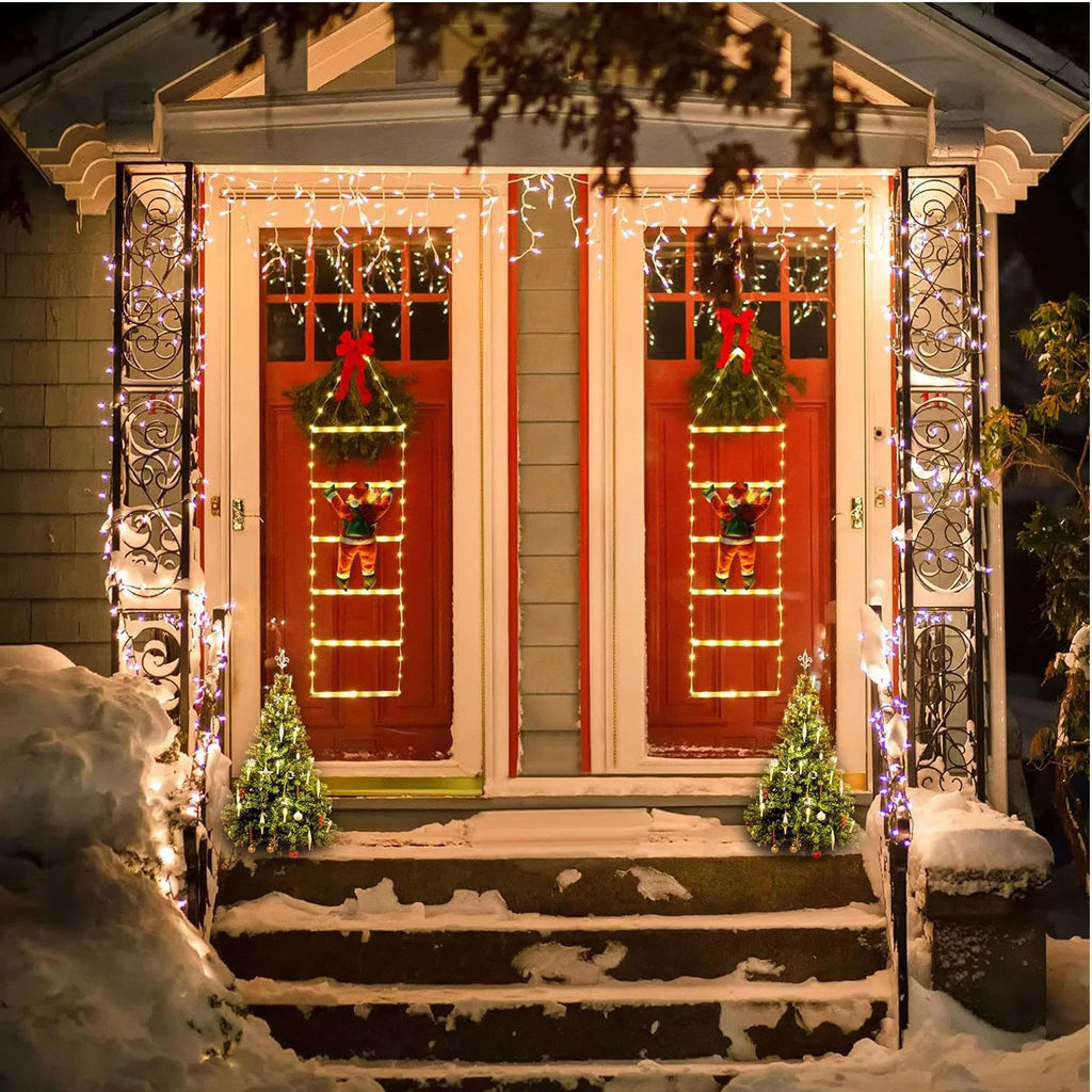 Lava Outdoor Christmas Lights 10.5 ft Led Ladder Lights with Climbling Santa Claus Waterroof Xmas Lights for Garden Home Wall Roof Porch Xmas Tree Decor