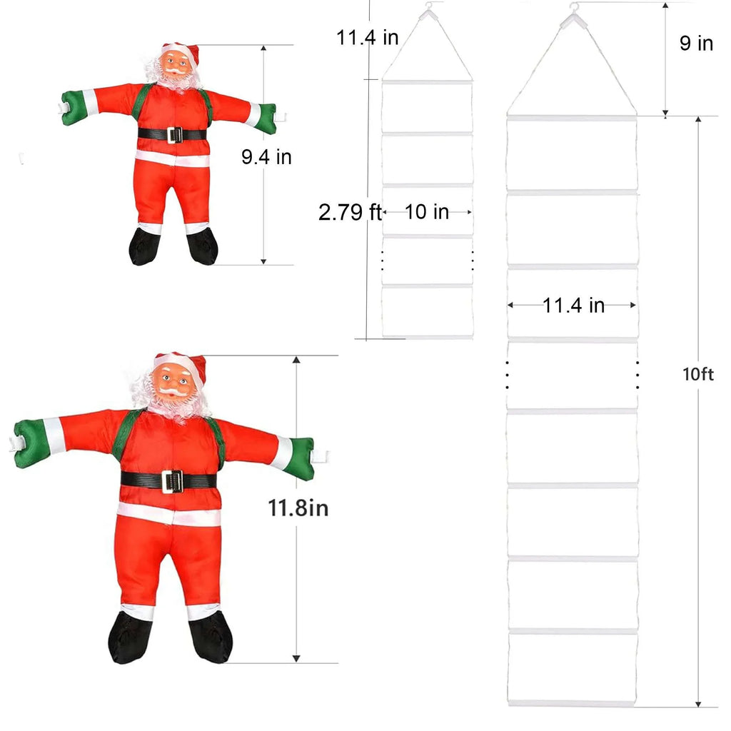 Lava Outdoor Christmas Lights 10.5 ft Led Ladder Lights with Climbling Santa Claus Waterroof Xmas Lights for Garden Home Wall Roof Porch Xmas Tree Decor