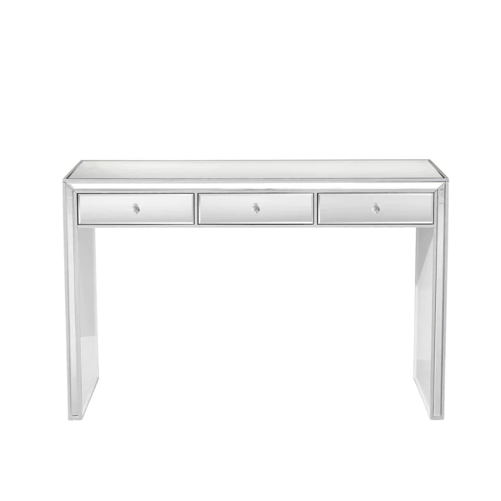 Impressions Vanity Leah Premium Mirrored Vanity Table Top , 3 Pull Out Storage Drawers Dressing Table for Home (Silver)