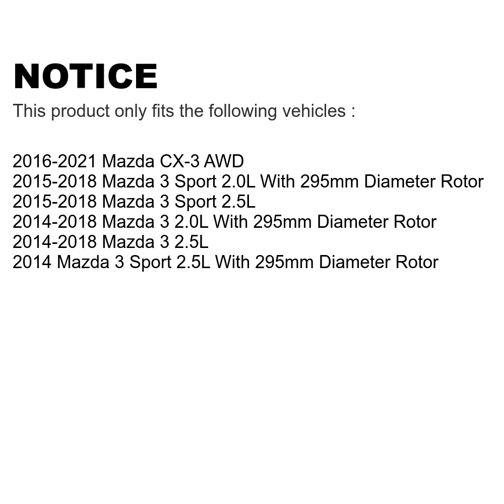 Front Coated Drilled Slotted Disc Brake Rotors Pair For Mazda 3 CX-3 Sport KD-100093