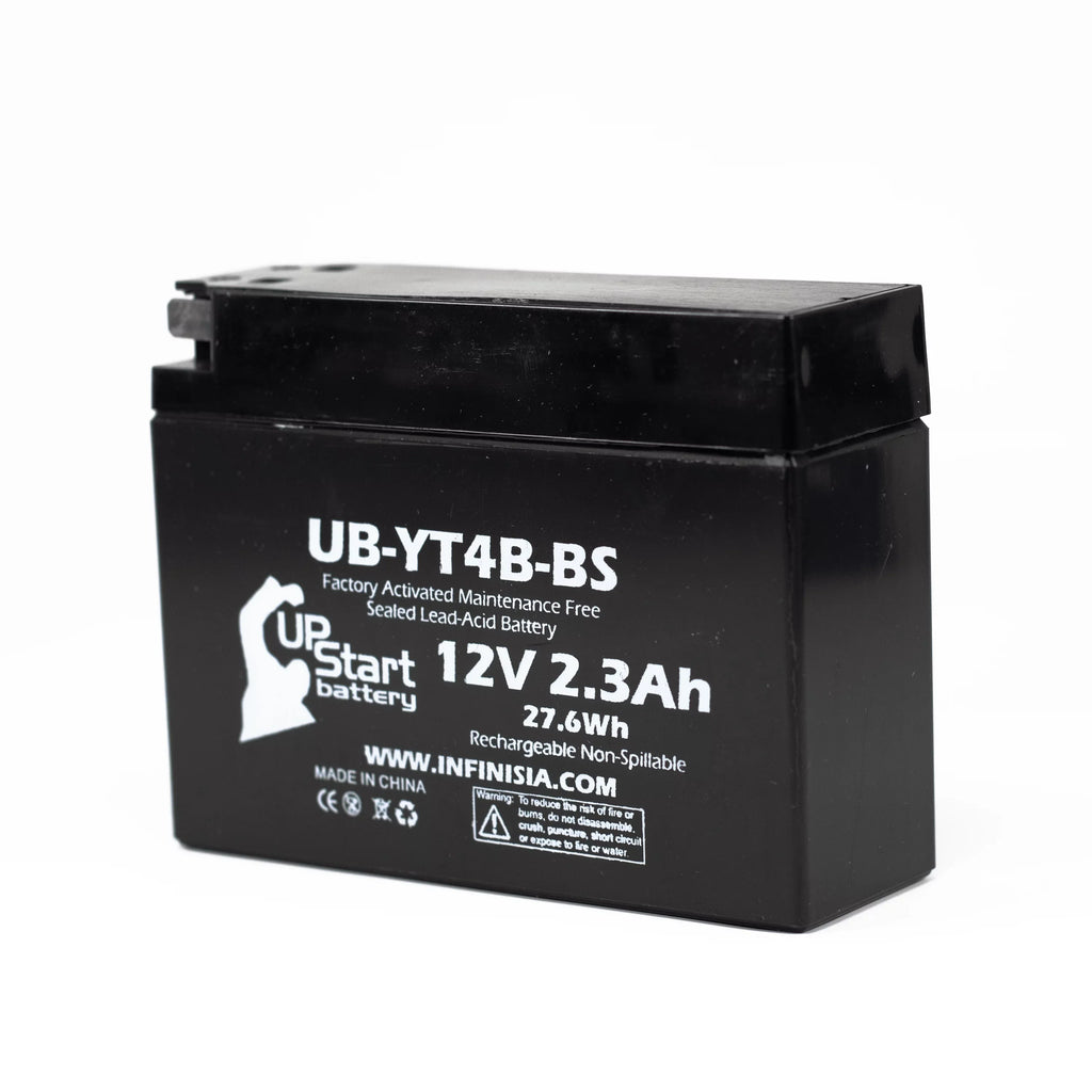 4-Pack UpStart Battery Replacement for 2004 Yamaha SR400 400CC Factory Activated, Maintenance Free, Motorcycle Battery - 12V, 2.3Ah, UB-YT4B-BS
