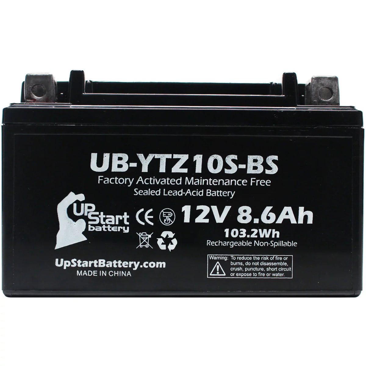 5-Pack UpStart Battery Replacement for 2011 Yamaha FZ8 800CC Factory Activated, Maintenance Free, Motorcycle Battery - 12V, 8.6Ah, UB-YTZ10S-BS