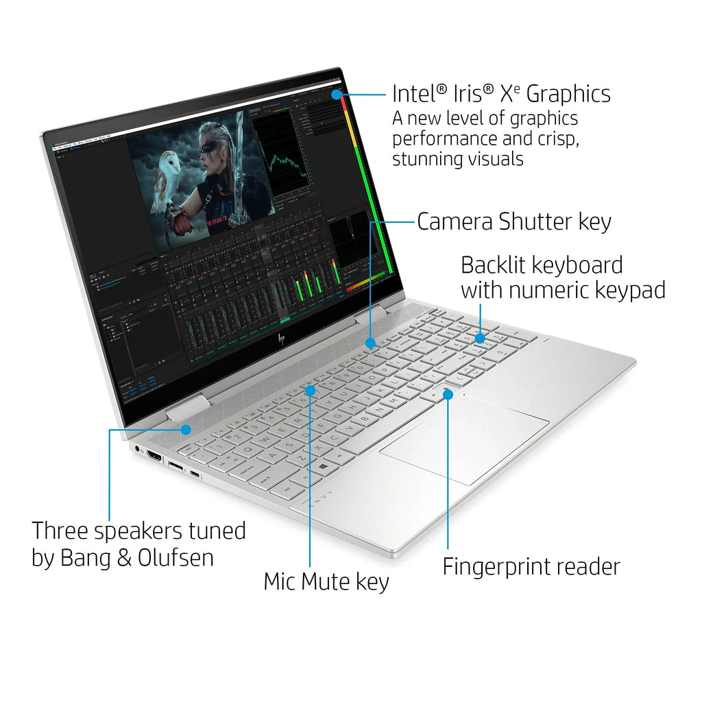HP 2021 Envy 2-in-1 Device 15.6 inch FHD Touchscreen 11th Gen Intel 5th Gen Intel Iris Xe Graphics 20GB DDR4 1TB NVMe SSD WI-FI 6 Win 10 Pro Fingerprint Backlit Keyboard w/ 32GB USB