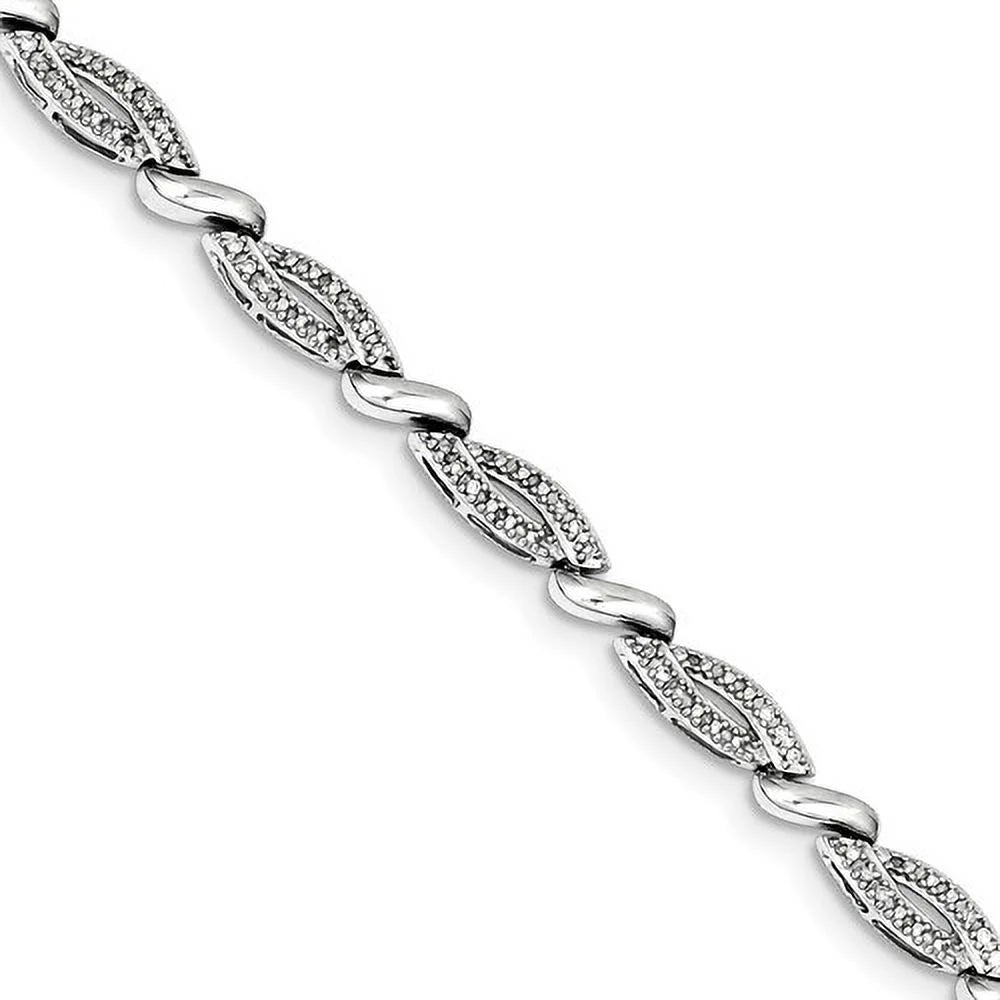 Sterling Silver Rhodium Plated Diamond Bracelet. Carat Wt- 0.25ct