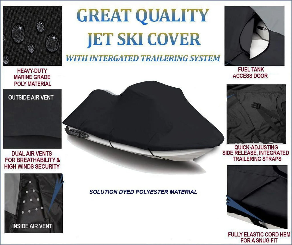 BLACK TOP OF THE LINE JET SKI Cover Compatible for YAMAHA XLT 800 2002 2003 2004 / 1200 2001 2002 2003 2004 2005 JetSki PWC Cover