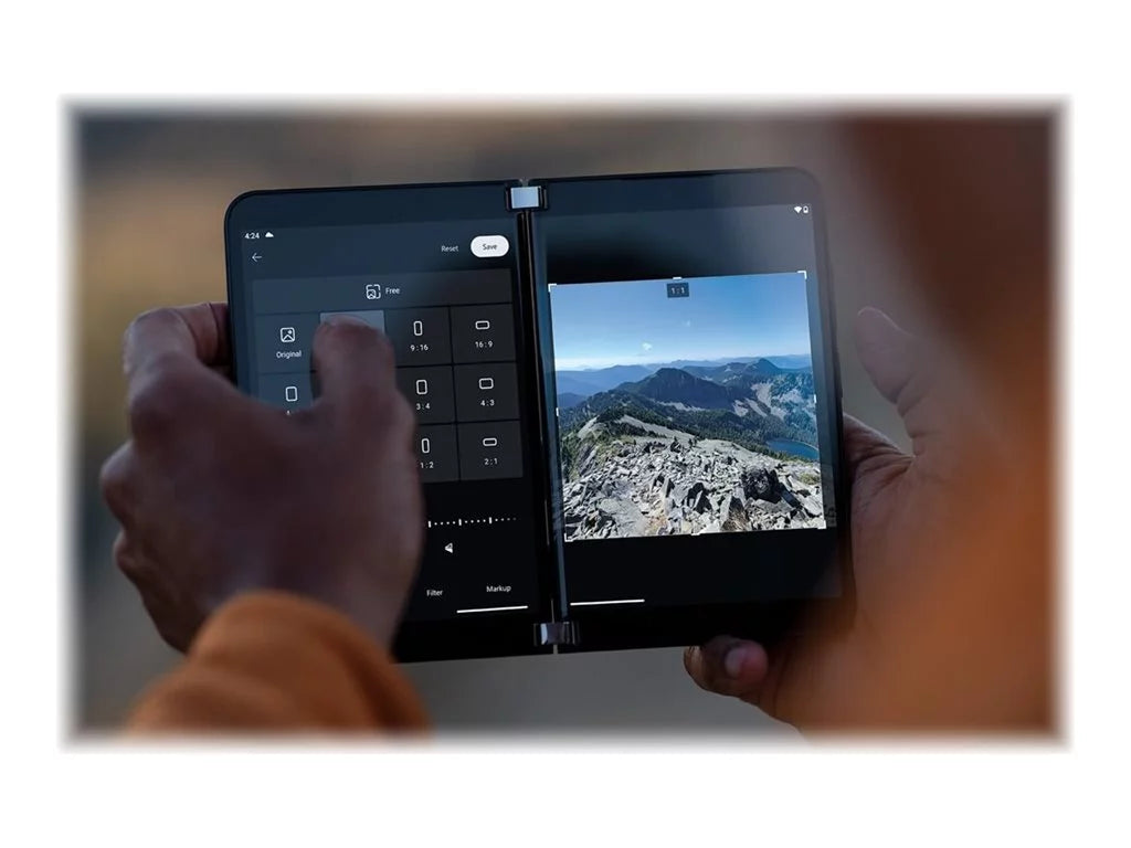 Microsoft Surface Duo 2 - 5G smartphone - dual-SIM - RAM 8 GB / Internal Memory 256 GB - OLED display - 8.3" 2688 x 1892 pixels (90 Hz) - 3x rear cameras 12 MP, 12 MP, 16 MP - front camera 12 MP - obsidian