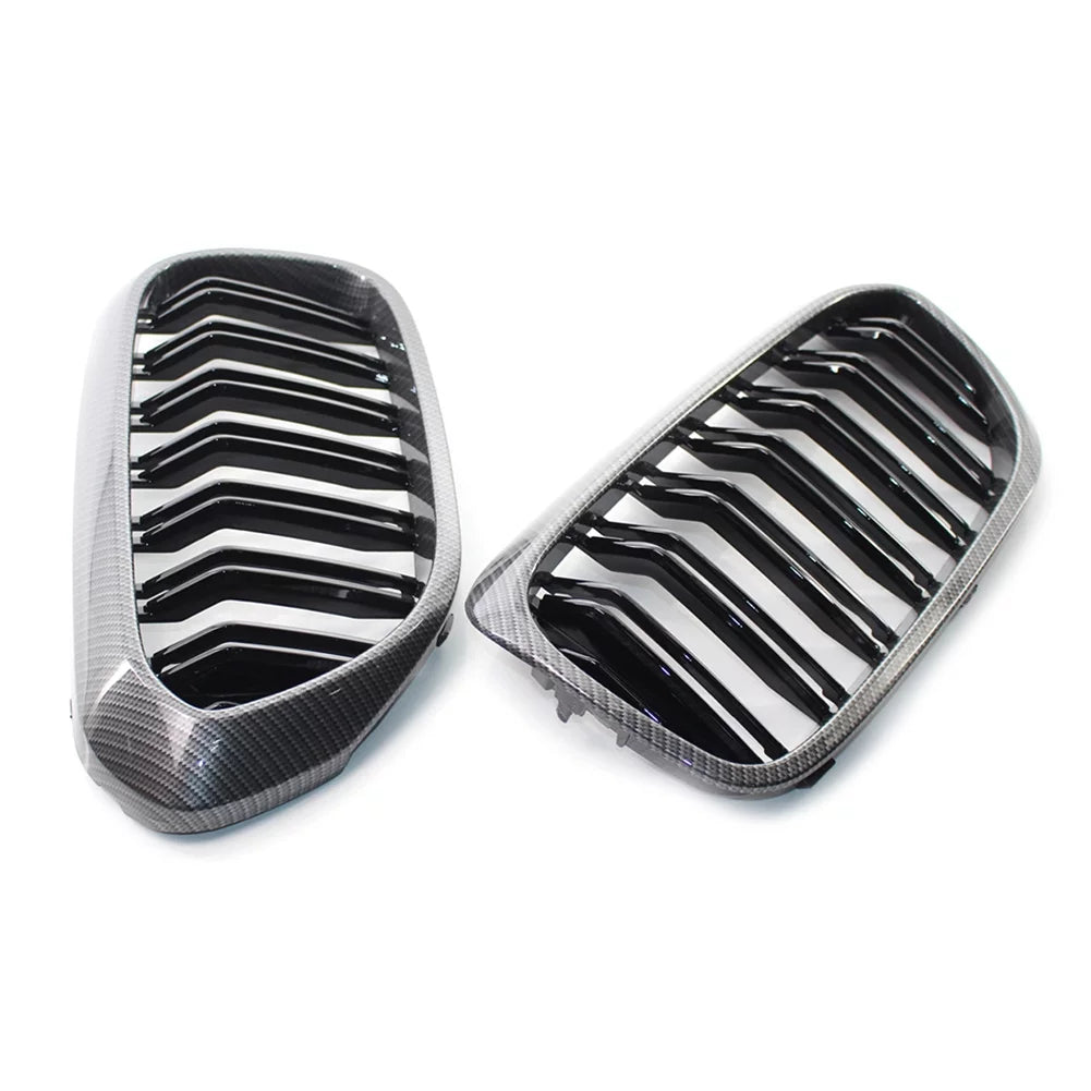 ZSWAL Front Grill Cover Trim Keney Grille for BMW 5 Series G30 G31 G38 530i 540i 2017 2018 2019, Carbon Fiber Style
