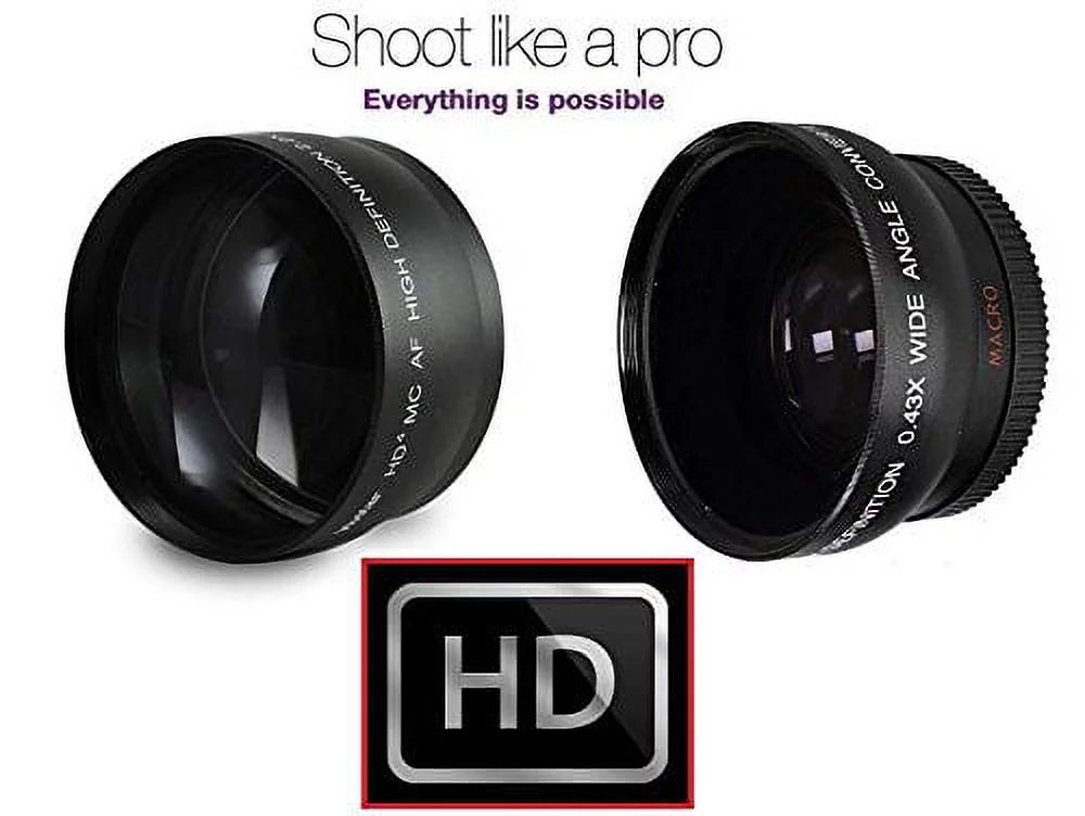 Hi-Def Telephoto & Wide Angle Lens Set For Panasonic Lumix DMC-G7 DMC-G7K (46mm Compatible)