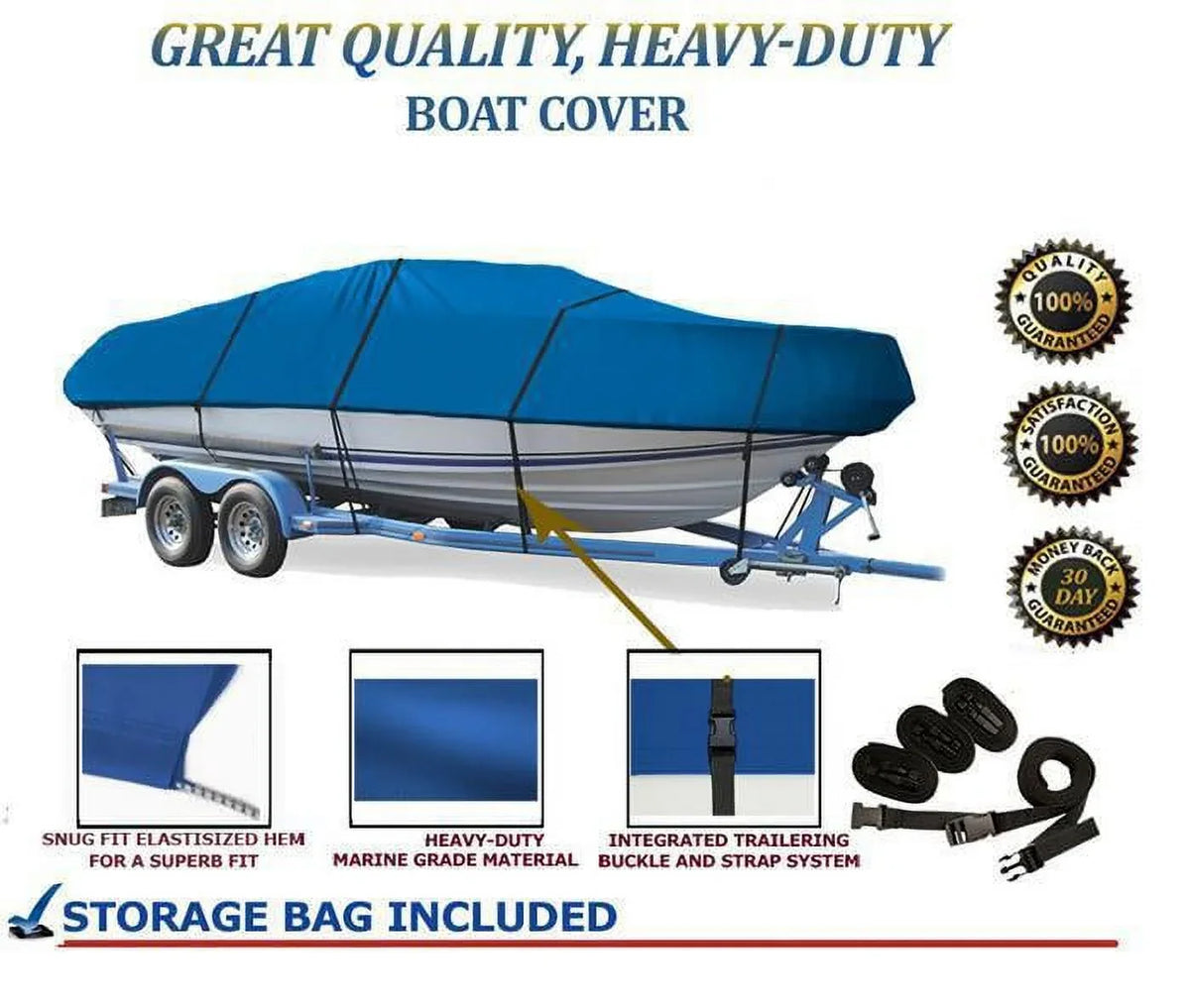 BLUE, GREAT QUALITY BOAT COVER Compatible for COBIA C16 TBR I/O ALL YEARS