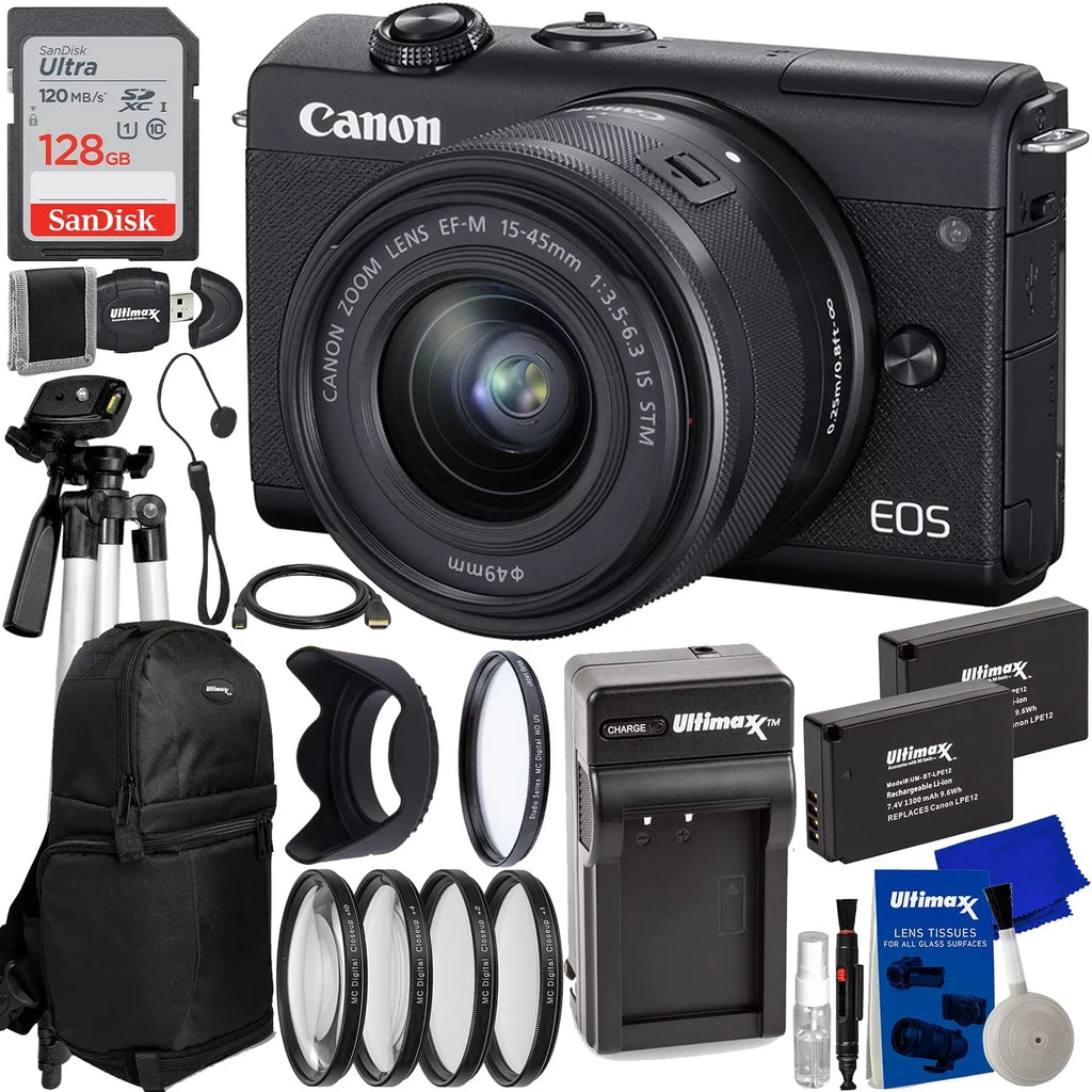 Canon EOS M200 Mirrorless Digital Camera with 15-45mm Lens (Black) + 8GB RAM Kit