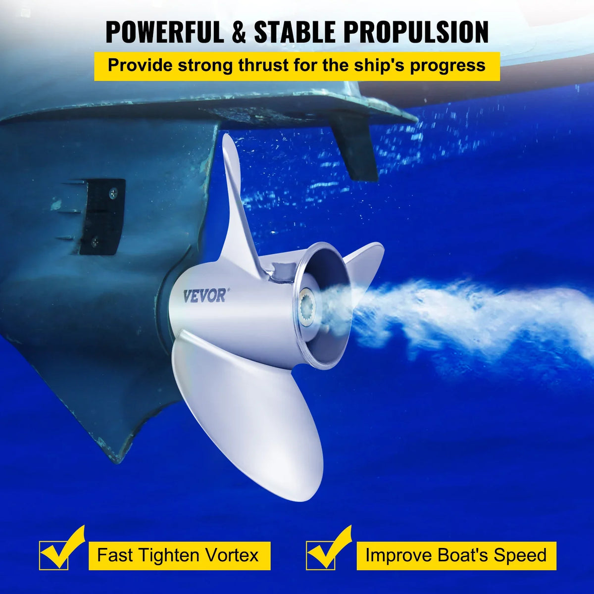 VEVOR Outboard Propeller, 3-Blade 14.5" x 21" Boat Propeller, Replace for OEM 3860709, Compatible with SX Sterndrives Outboard Volvo Penta Engine, Right-handed Steel Propeller Steel & 19 Spline Teeth