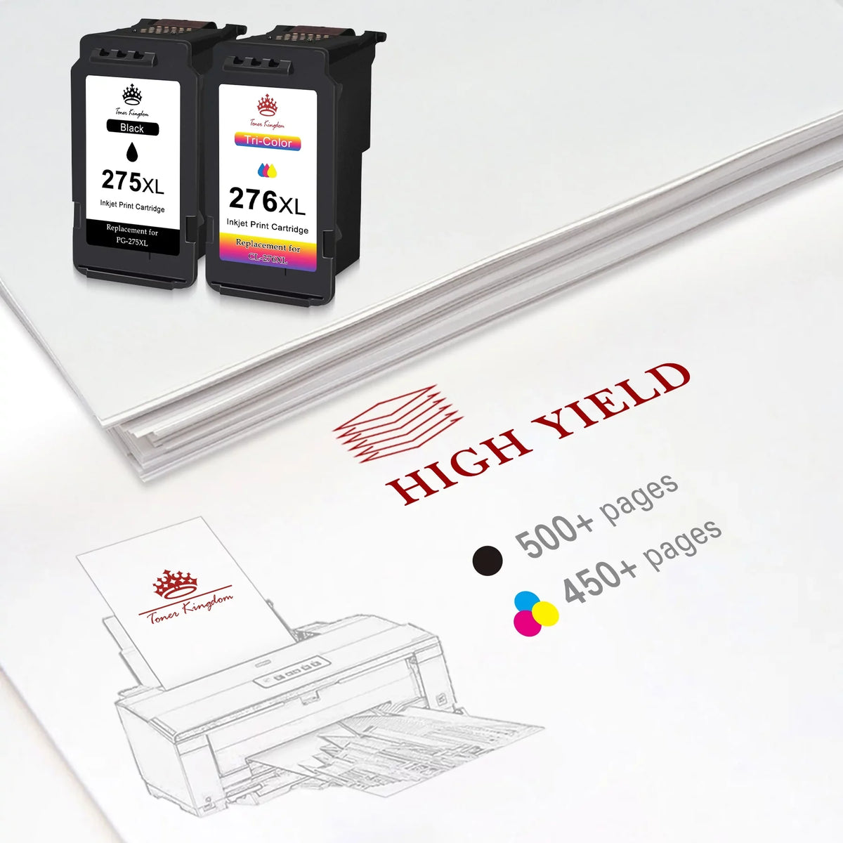 PG-275 XL Black Ink Cartridge Compatible for PIXMA TS3520 TS3522 TR4720 TR4722 Printers, Replacement 275XL High Yield Black Ink Cartridge for Printer
