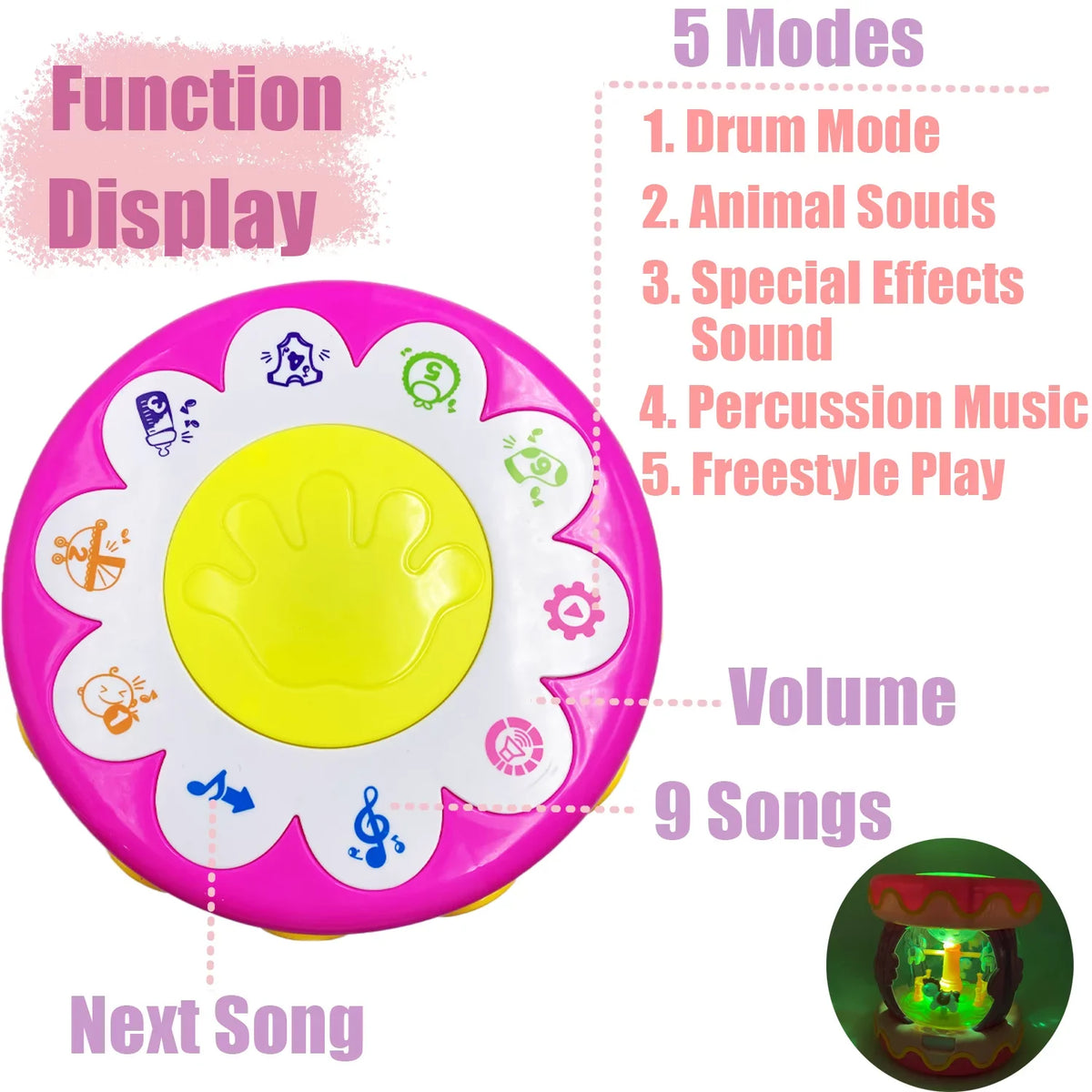 Sytle-Carry Baby Toys 6 to 12 Months, Musical Learning Infant Toys 12-18 Months, Baby Unicorn Rotating Light Up Toys for Toddlers 1 2 3+ Years Old Boys Girls