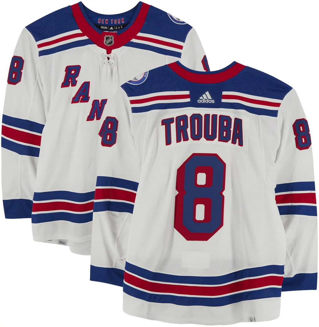 Jacob Trouba New York Rangers Refurbished #8 White Jersey Worn During the Second Round of the 2022 Stanley Cup Playoffs vs. Carolina Hurricanes on May 18, 20, 26 and 30, 2022 - Size 56 - Fanatics
