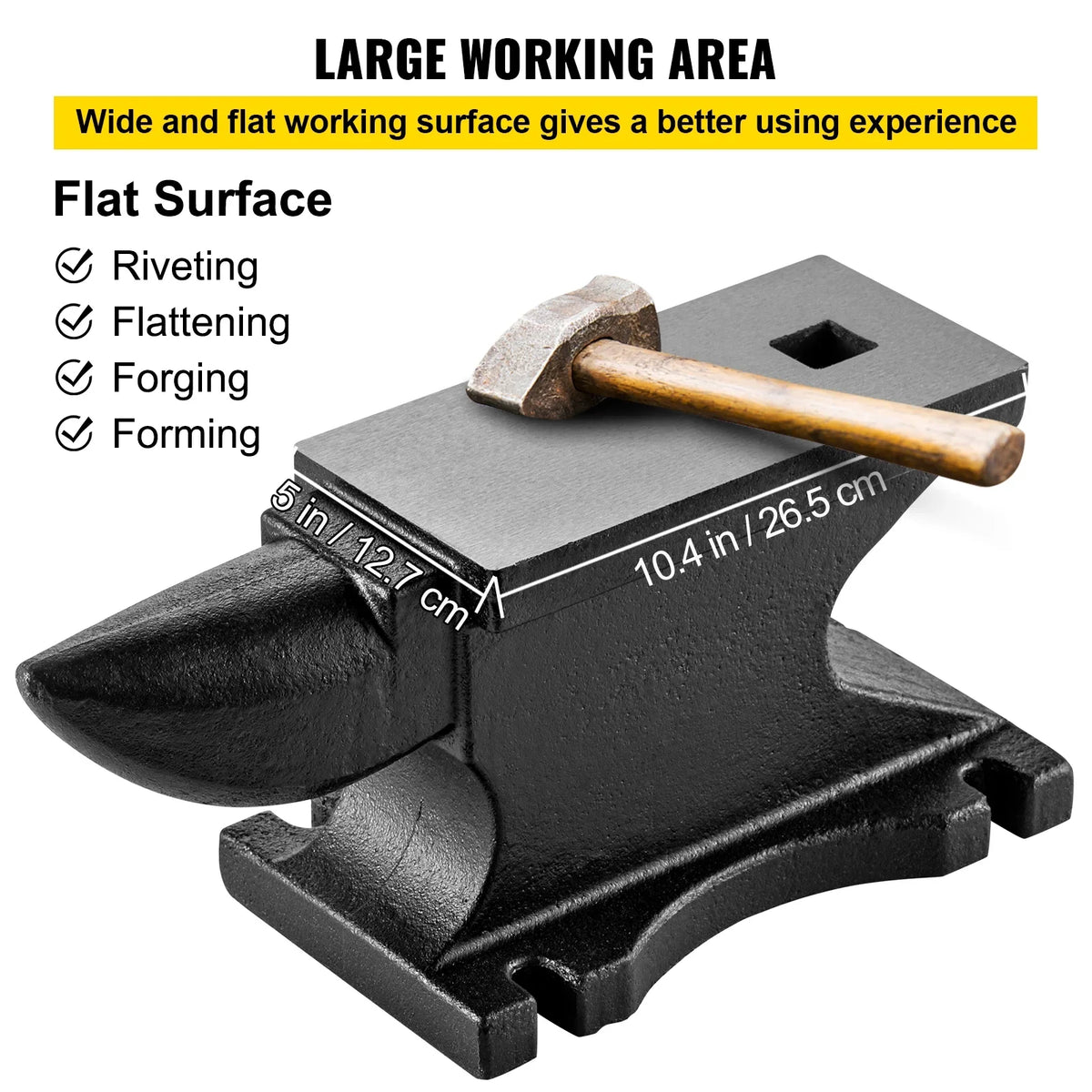 BENTISM Iron Anvil Blacksmith Single Beck Cast Iron 100 LB/45KG W/1.2in Square Hole