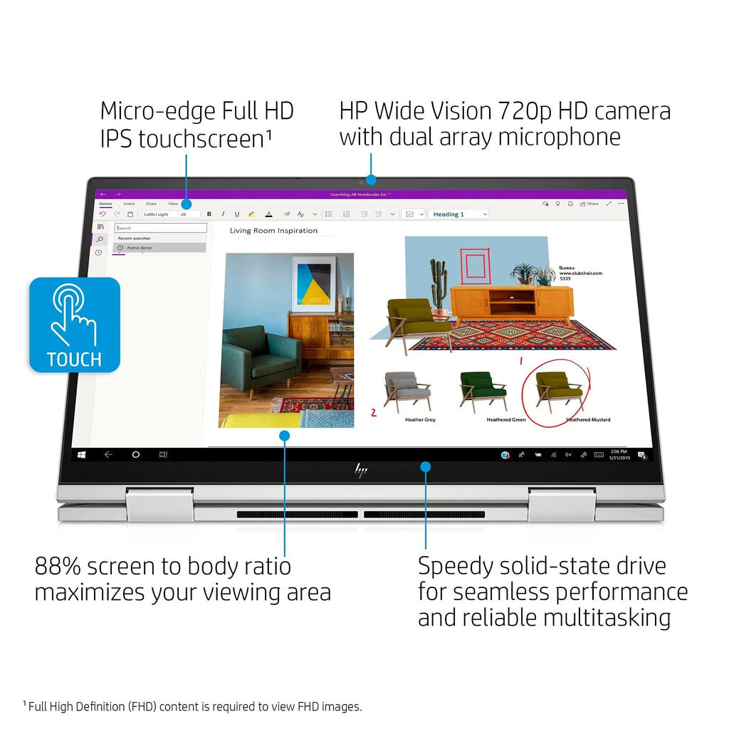 HP 2021 Envy 2-in-1 Device 15.6 inch FHD Touchscreen 11th Gen Intel 5th Gen Intel Iris Xe Graphics 20GB DDR4 1TB NVMe SSD WI-FI 6 Win 10 Pro Fingerprint Backlit Keyboard w/ 32GB USB