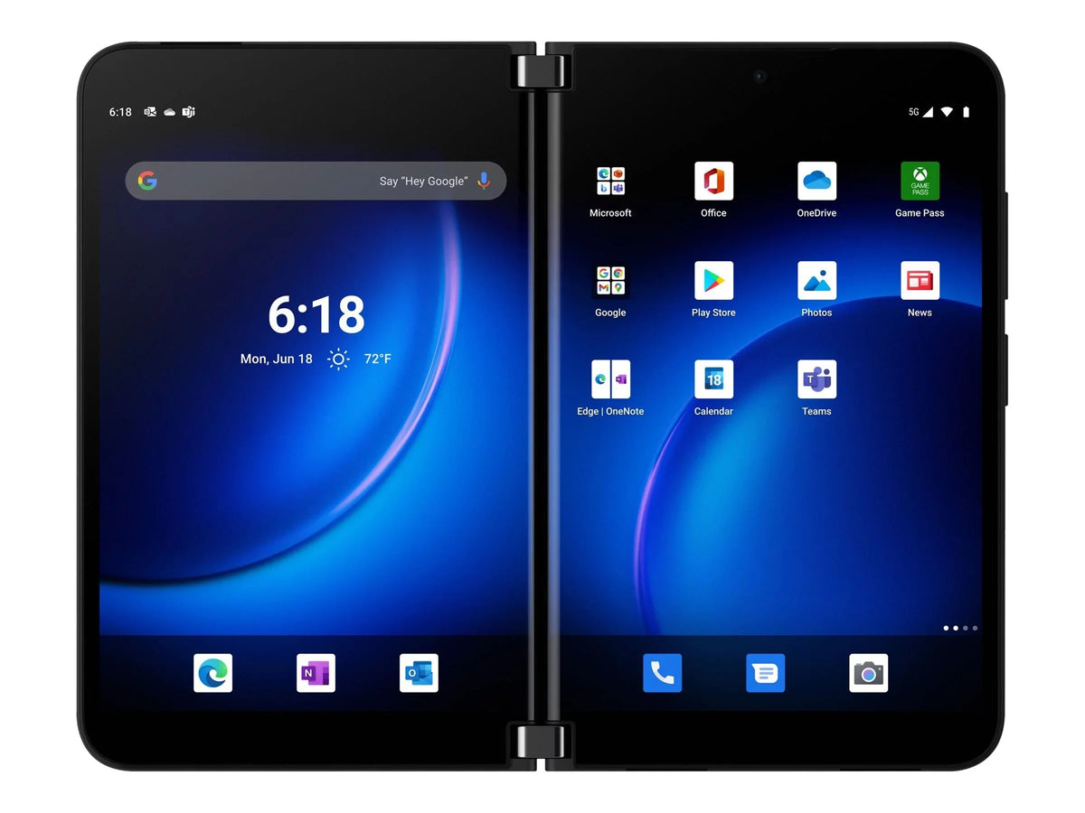 Microsoft Surface Duo 2 - 5G smartphone - dual-SIM - RAM 8 GB / Internal Memory 256 GB - OLED display - 8.3" 2688 x 1892 pixels (90 Hz) - 3x rear cameras 12 MP, 12 MP, 16 MP - front camera 12 MP - obsidian