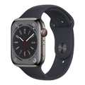 Restored Apple Watch Gen 8 Series 8 Cell 45mm Graphite Stainless Steel - Midnight Sport Band MNW13LL/A (Refurbished)