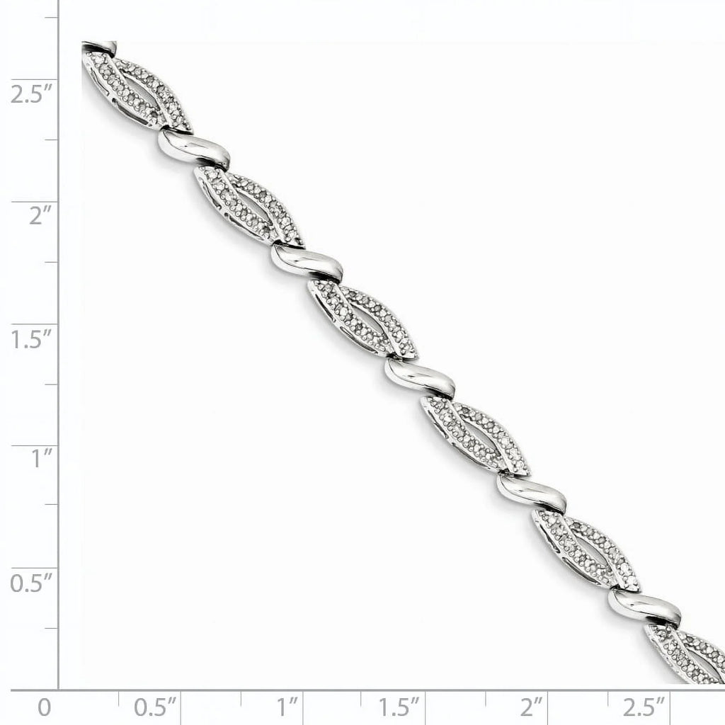 Sterling Silver Rhodium Plated Diamond Bracelet. Carat Wt- 0.25ct