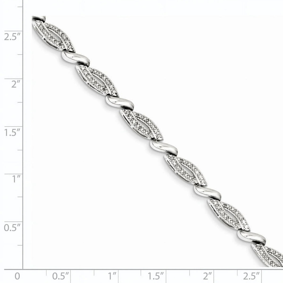 Sterling Silver Rhodium Plated Diamond Bracelet. Carat Wt- 0.25ct