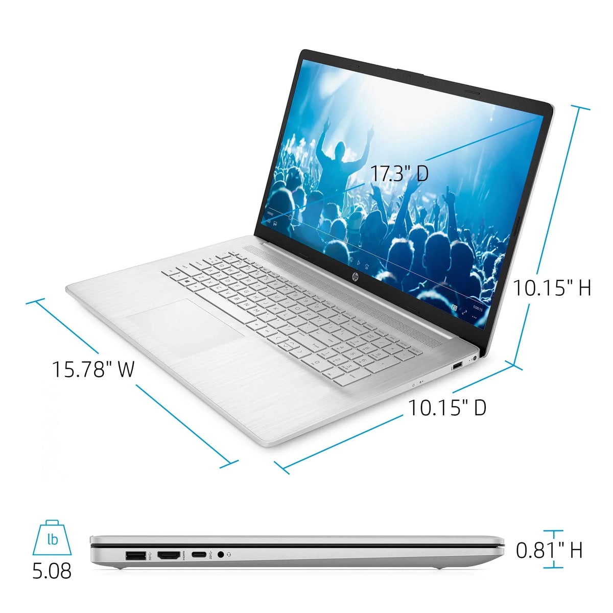 HP High Performance Business Notebook (2022) | 17.3" FHD (1920 x 1080) IPS | 11th Intel Core i5 4-Core Iris Xe Graphics | 12GB DDR4 | 256GB SSD | Fullsize Keyboard | OS 10 Pro | TLG 32GB USB