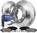 Detroit Axle - Rear Brake Kit for 99-04 Ford F-250 F-350 Super Duty Excursion 1999 2000 2001 2002 2003 2004 Replacement Drilled Slotted Brake Rotors & Ceramic Brakes Pads 8 Lugs
