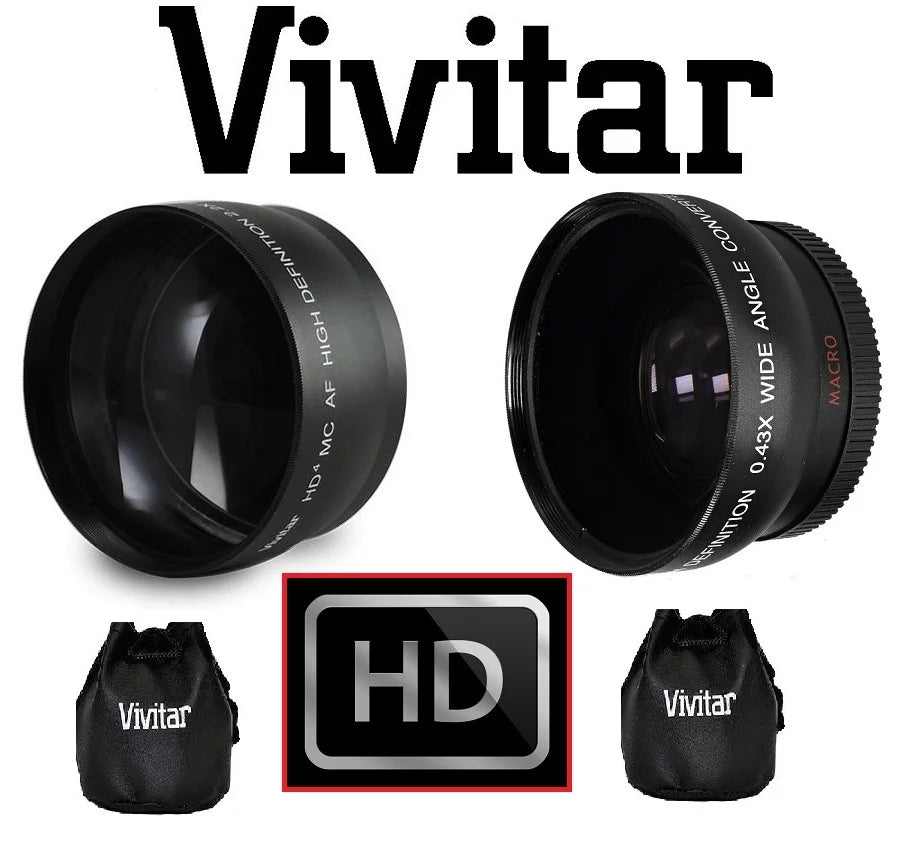 Hi-Def Telephoto & Wide Angle Lens Set For Panasonic Lumix DMC-G7 DMC-G7K (46mm Compatible)