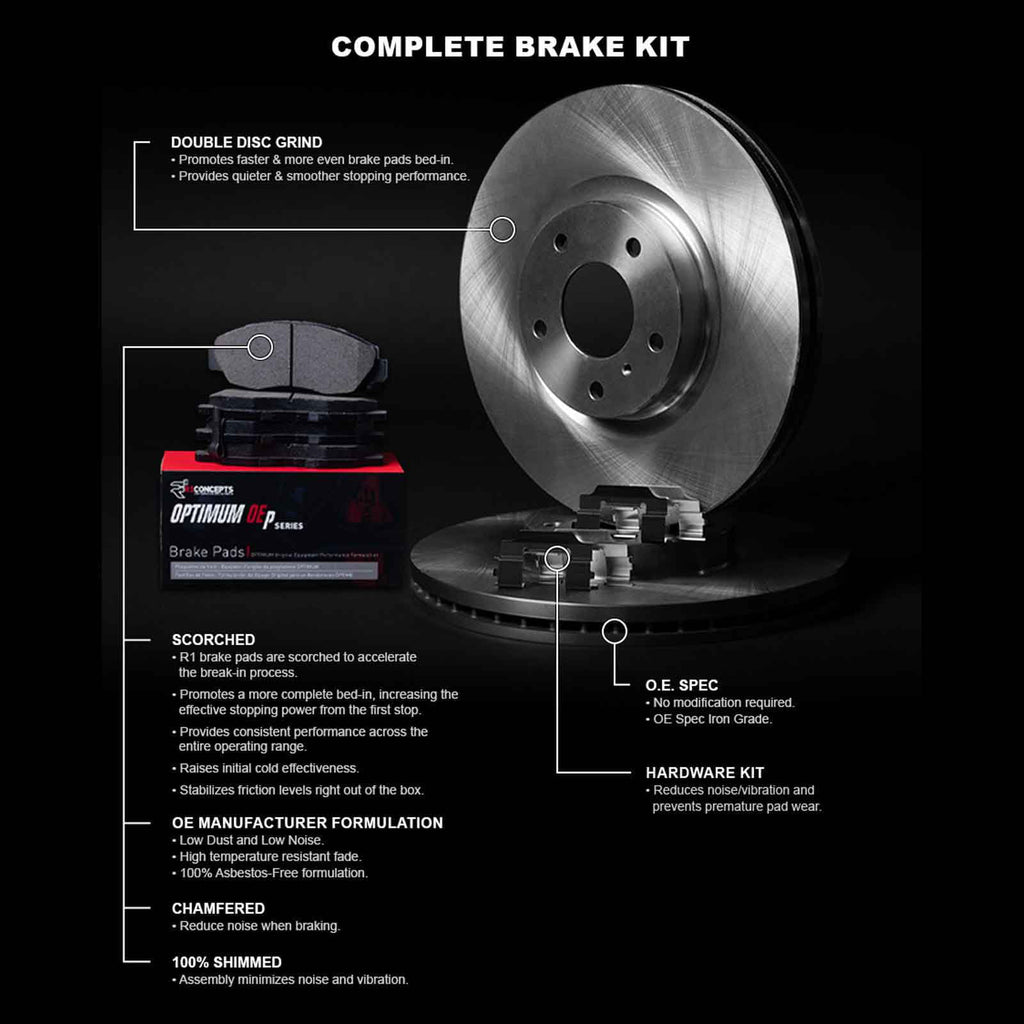 R1 Concepts Wfuh1 03258 R1 Concepts Brake Rotor Blank With Optimum Oe Pads & Fits select: 2016-2017 HYUNDAI TUCSON, 2015 HYUNDAI SONATA SE