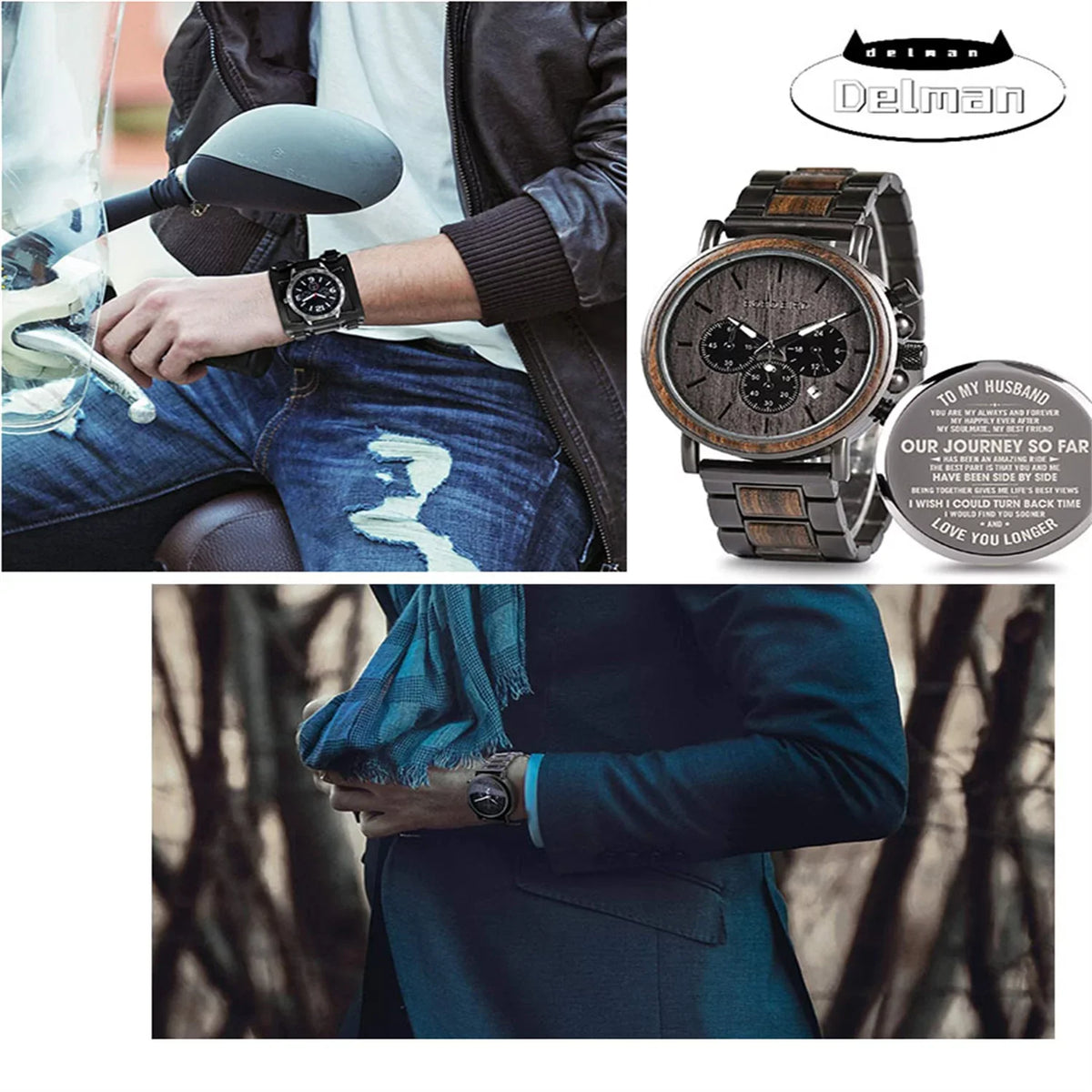 Engraved Wooden Watch for Boyfriend My Man Fiance Husband Customized Personalized Wood Watches for Men Birthday Anniversary Personalized Watch