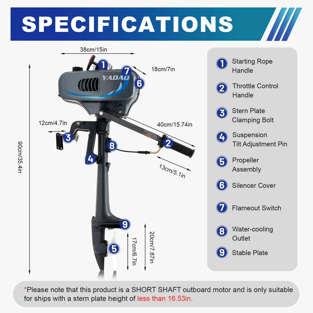 WUZSTAR 2 Stroke 3.5HP Outboard Motor Fishing Boat Engine W/CDI Water Cooling System