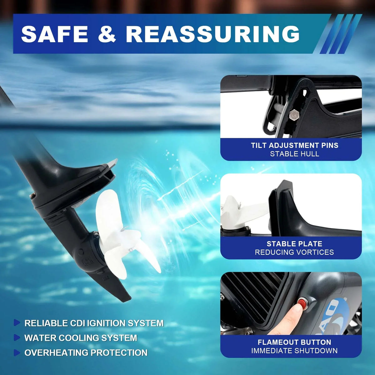 WUZSTAR 2 Stroke 3.5HP Outboard Motor Fishing Boat Engine W/CDI Water Cooling System