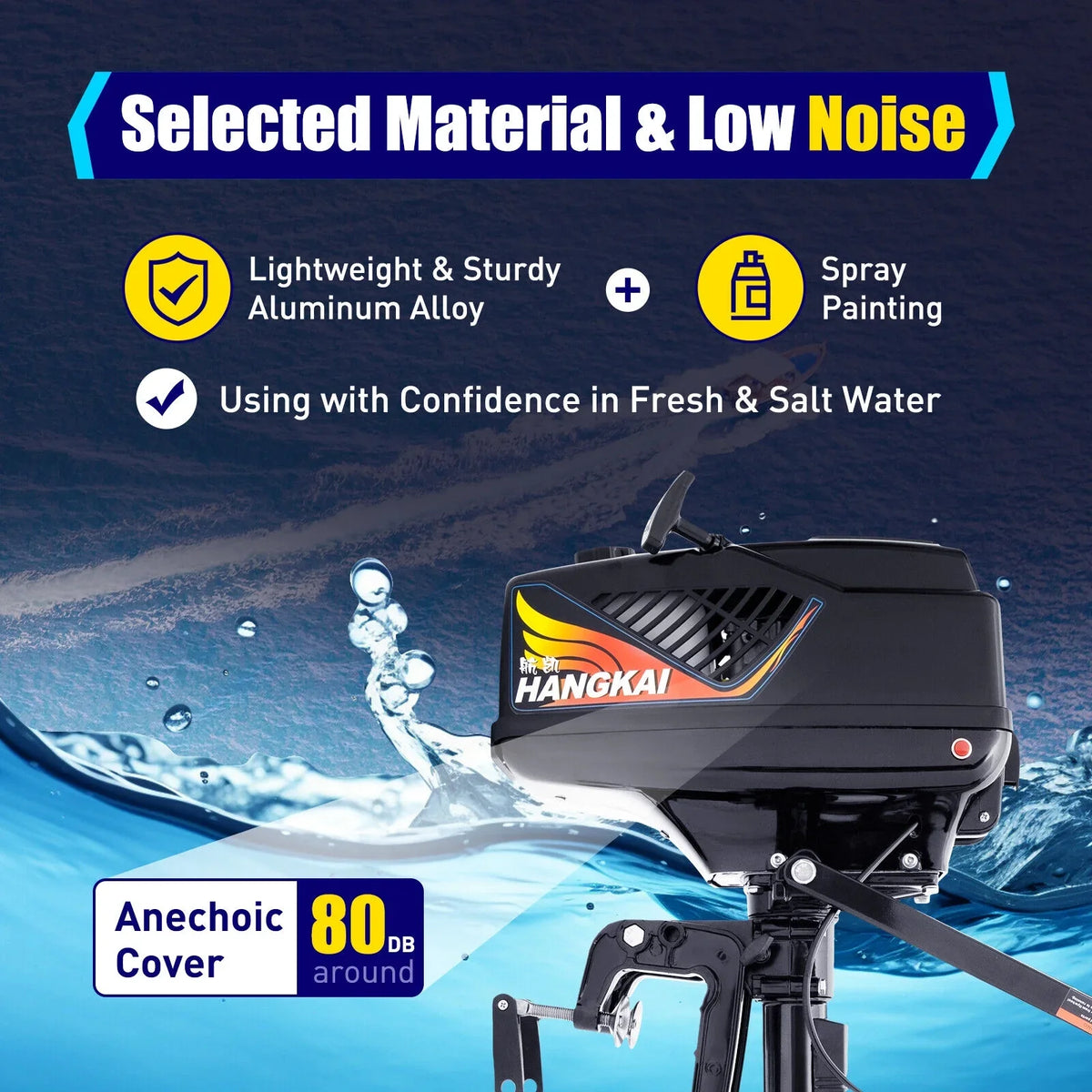 HANGKAI 2 Stroke 3.6 HP Outboard Motor Fishing Boat Engine Water Cooling CDI Outboard Boat Motor 90cm/35.4in