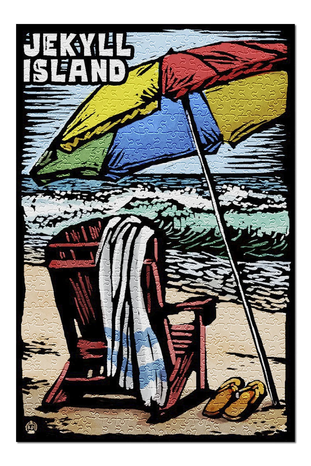 Jekyll Island, Georgia, Beach Chair, Scratchboard (19x27 inches, Premium 500 Piece Jigsaw Puzzle for Adults and Family, Made in USA)
