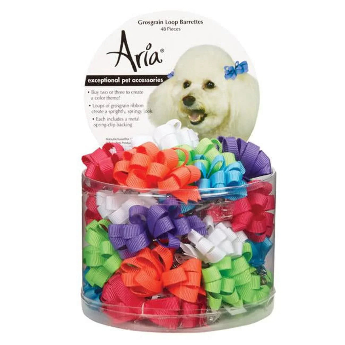 Aria North DT7505 48 Grosgrain Barrette Canister 48Pc
