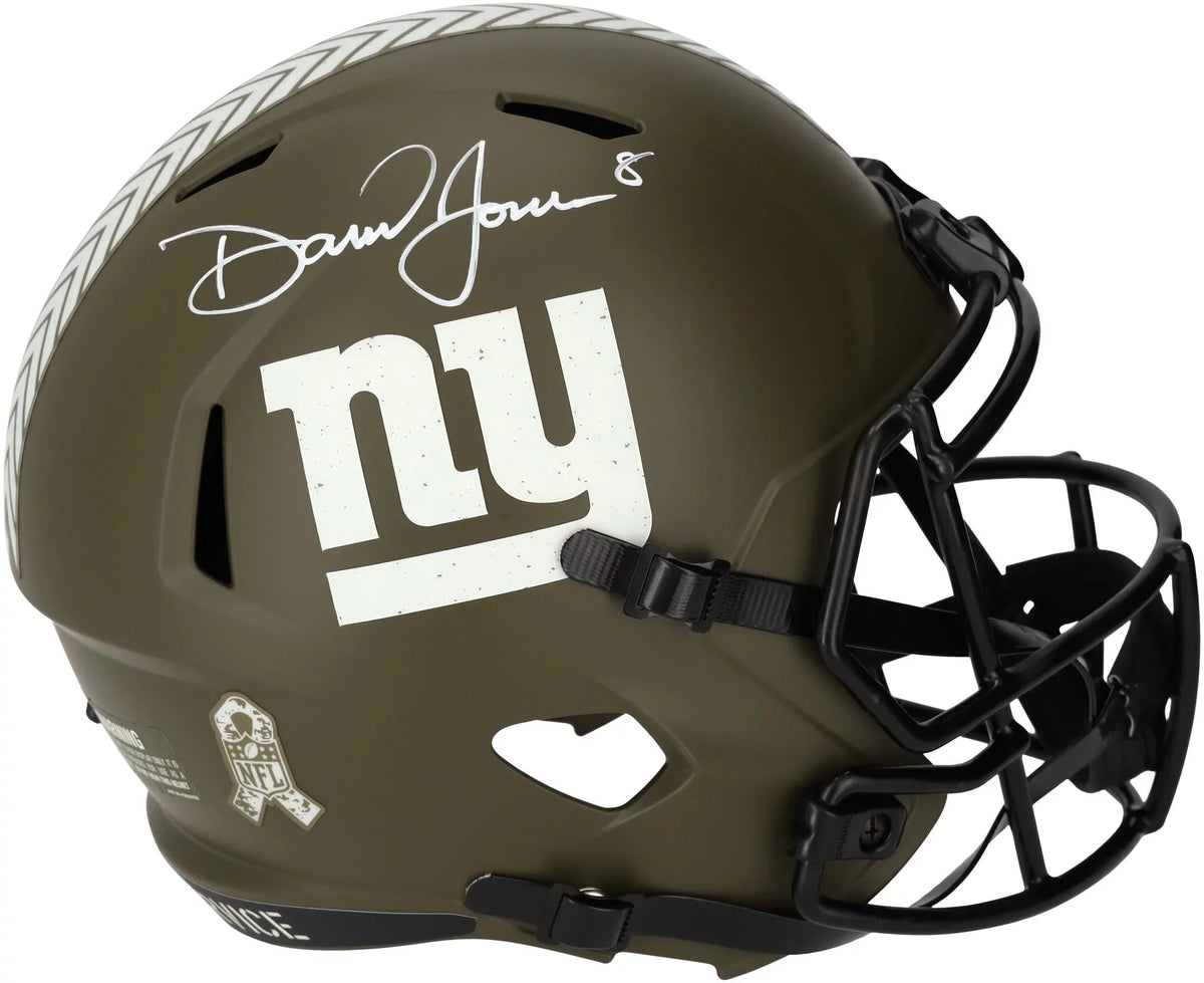 Daniel Jones New York Giants Autographed Asus 2022 Salute to Service Speed Replica Helmet - Fanatics Authentic Certified