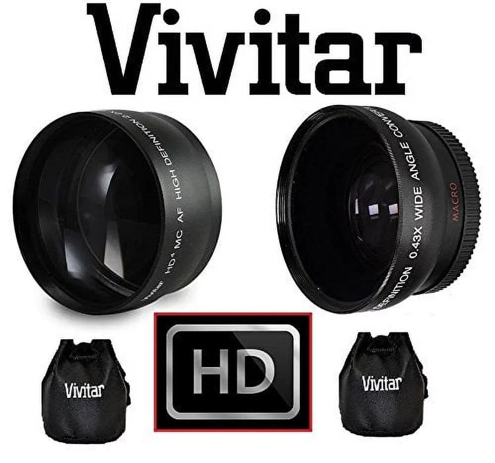 Hi-Def Telephoto & Wide Angle Lens Set For Panasonic Lumix DMC-G7 DMC-G7K (46mm Compatible)