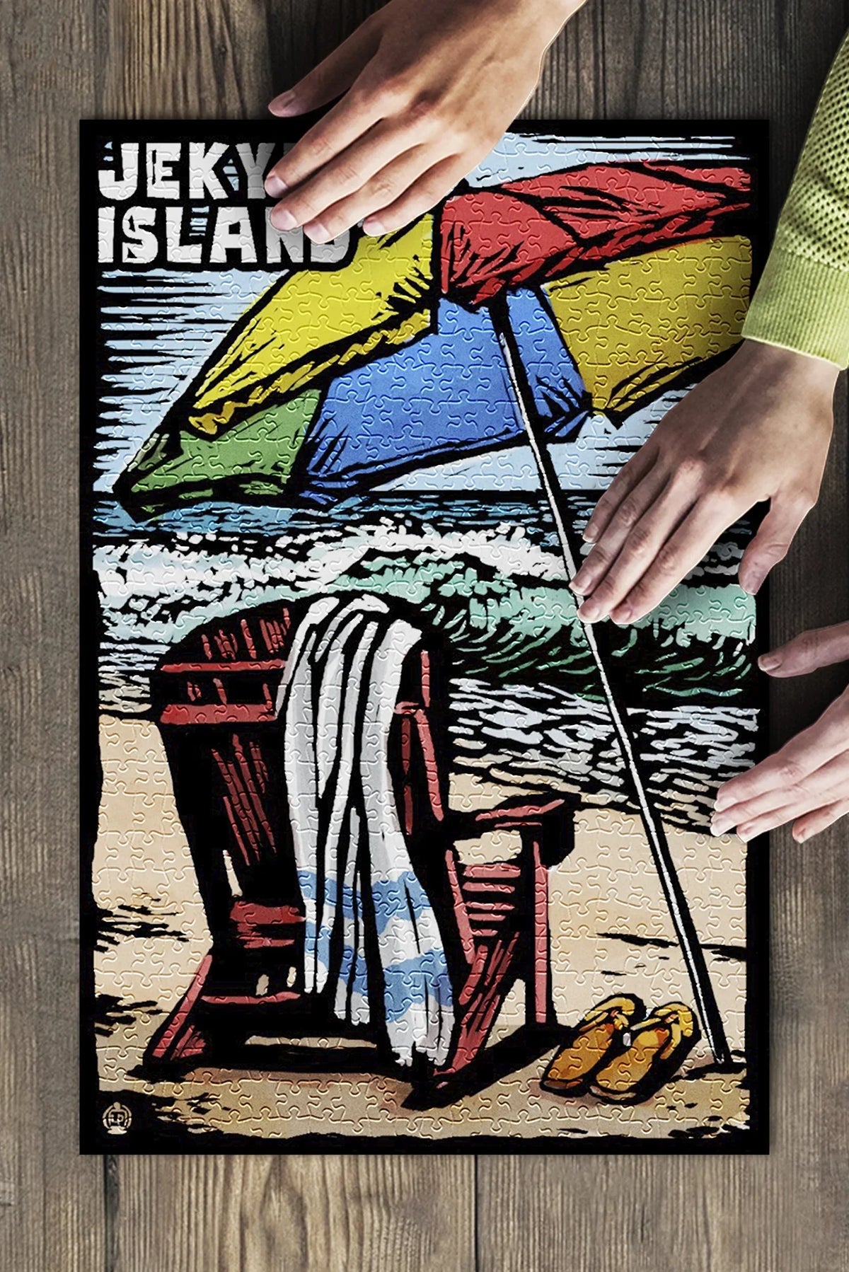 Jekyll Island, Georgia, Beach Chair, Scratchboard (19x27 inches, Premium 500 Piece Jigsaw Puzzle for Adults and Family, Made in USA)