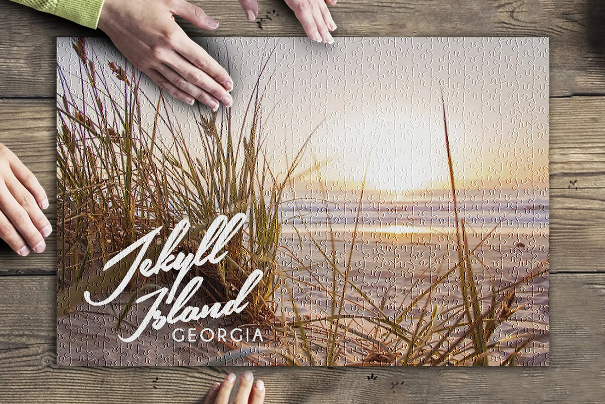Jekyll Island, Georgia, Beach Sunset (19x27 inches, Premium 500 Piece Jigsaw Puzzle for Adults and Family, Made in USA)