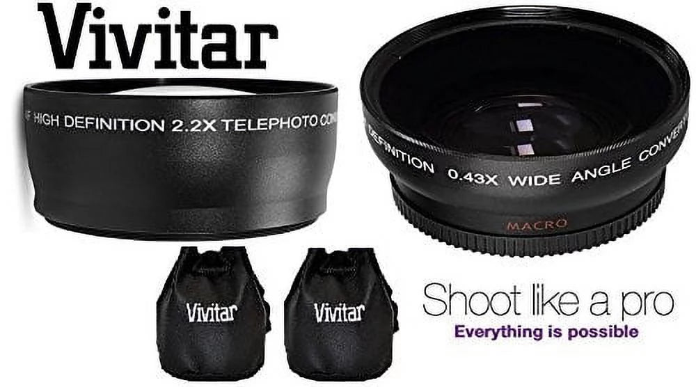 Hi-Def Telephoto & Wide Angle Lens Set For Panasonic Lumix DMC-G7 DMC-G7K (46mm Compatible)