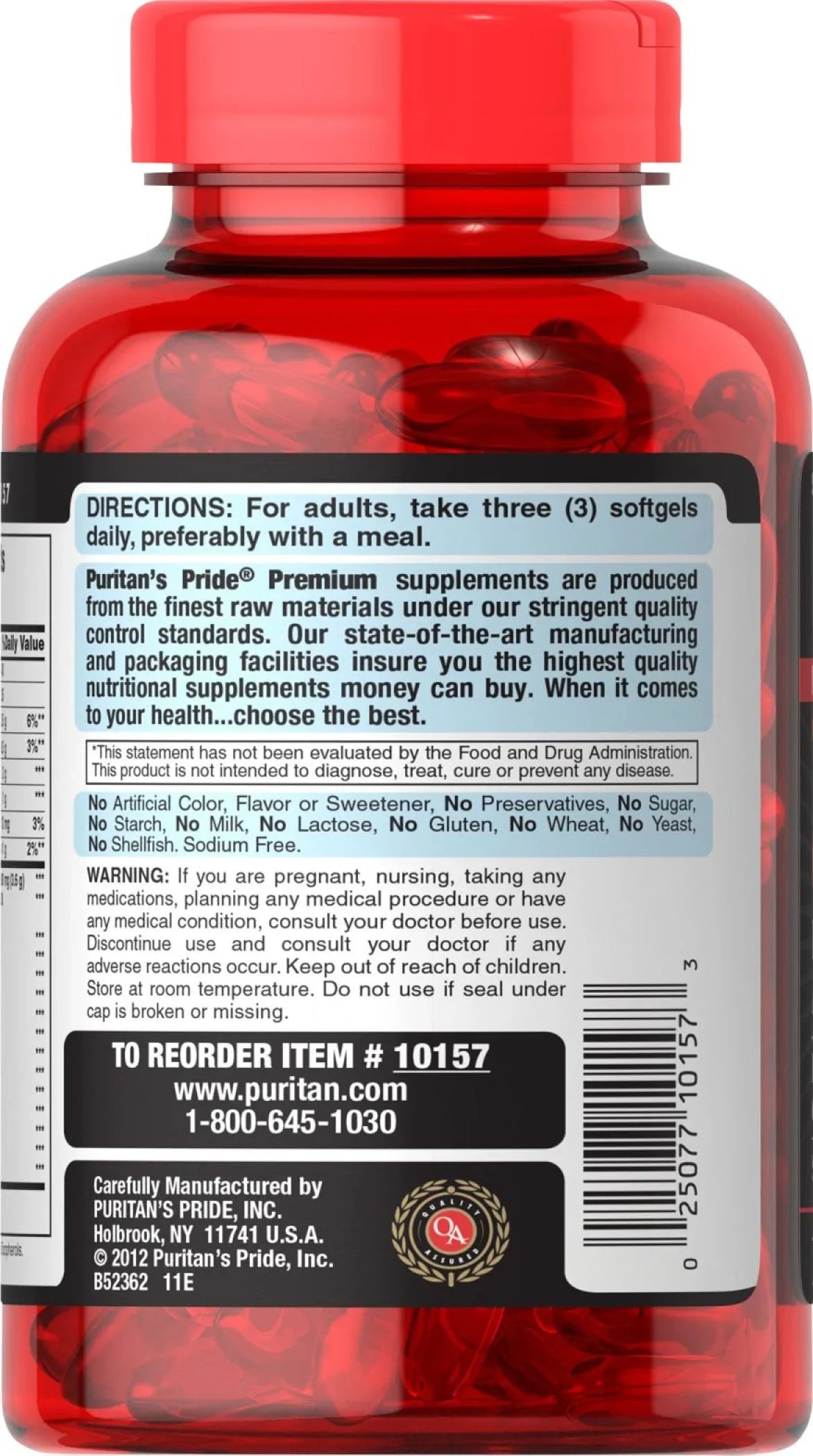 Puritan's Pride Maximum Strength Triple Omega 3-6-9 Fish, Flax & Borage Oils